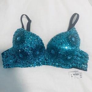 Turquoise beaded bra - new with tags